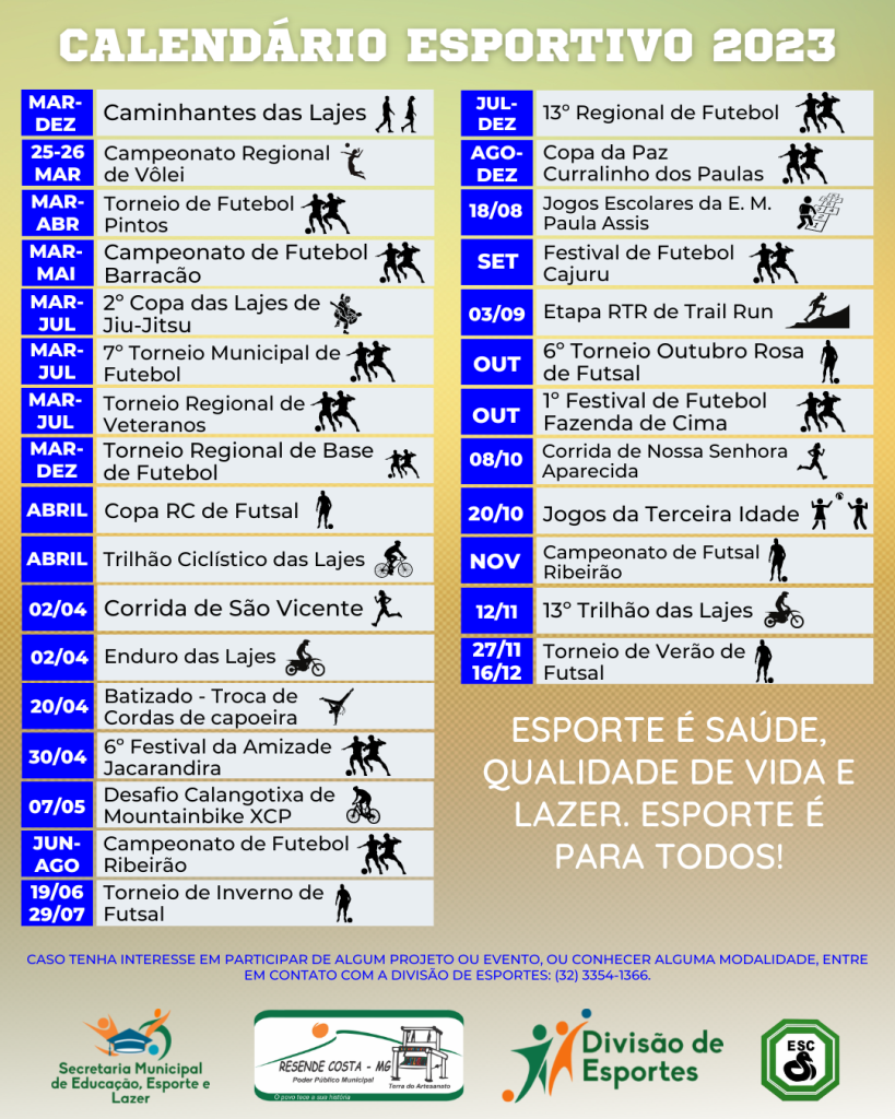 Resende Costa lança Calendário Esportivo de 2023