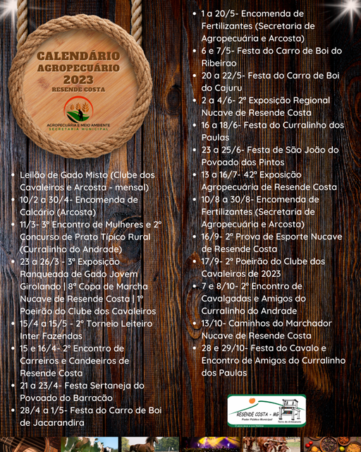 Resende Costa apresenta calendário agropecuário de 2023