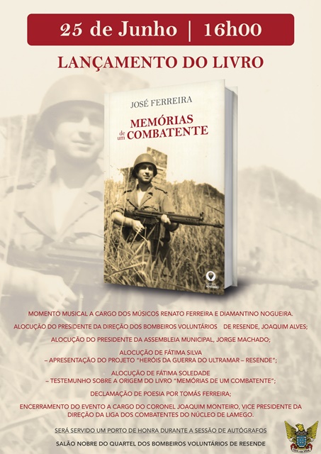 Resende: Livro “Memórias de um Combatente” será lançado nos Bombeiros Voluntários