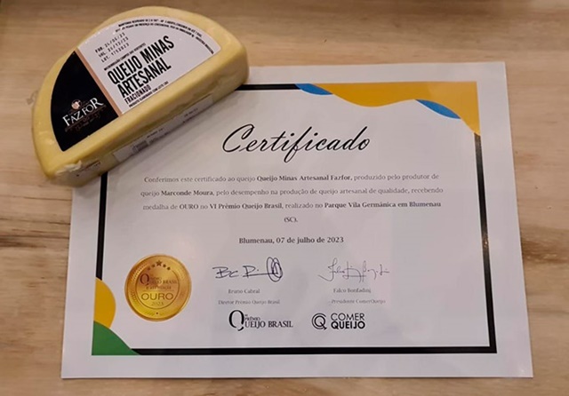 Queijo mineiro feito em Prados é ouro no 6º Prêmio Queijo Brasil
