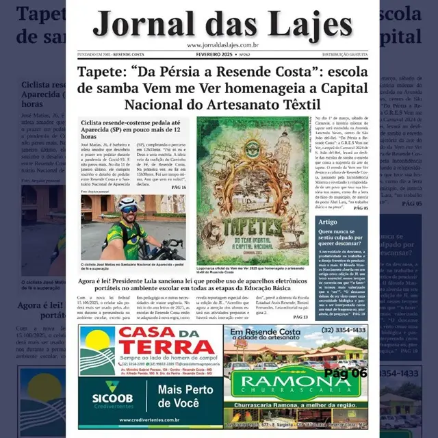 Resende Costa: destaques de capa da edição de Fev./2025 do Jornal das Lajes