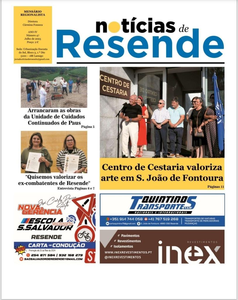 Em Portugal, destaques da edição de julho do jornal Notícias de Resende