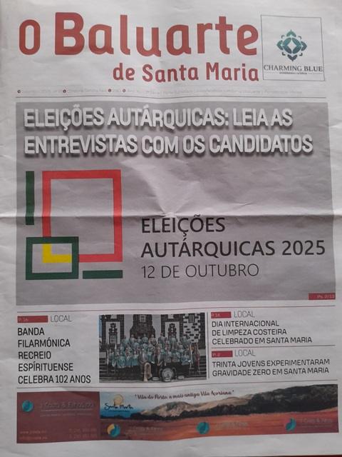 Destaques de capa da edição de setembro do jornal O Baluarte de Santa Maria
