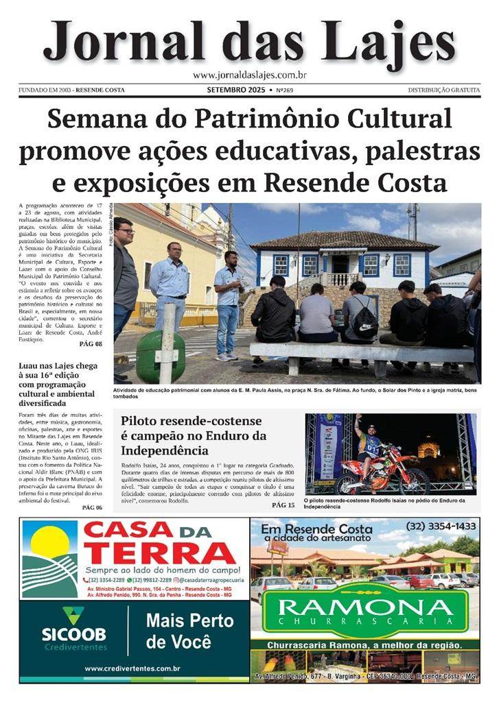 Resende Costa: destaques de capa da edição de setembro do Jornal das Lajes